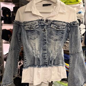 Source Unknown Denim and White Button-Down Shirt